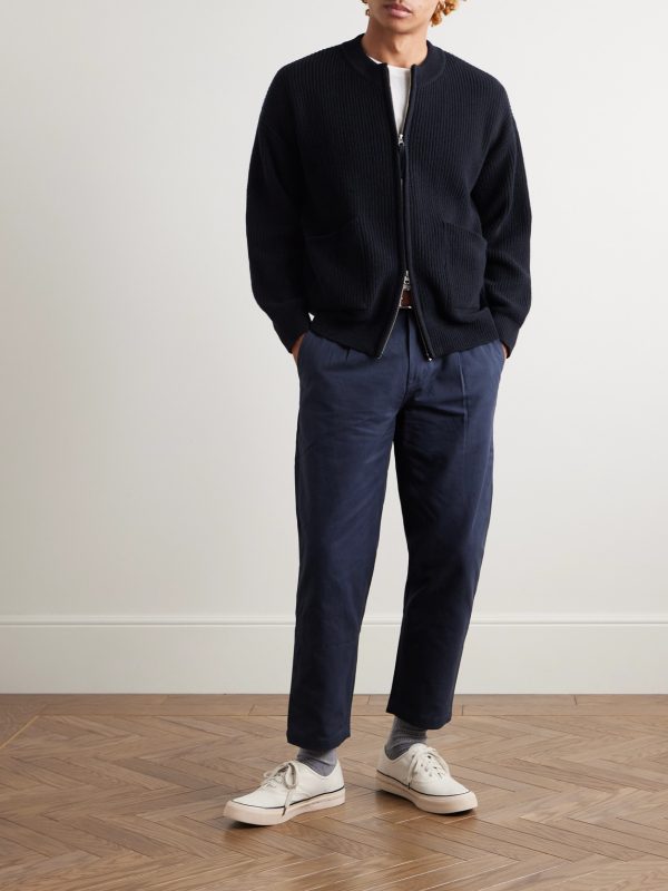 Deck Ribbed Wool-Blend Zip-Up Cardigan - OU