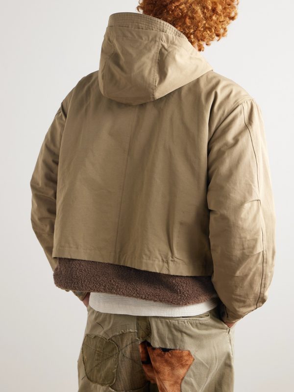 Smock Cotton-Blend Twill Hooded Jacket with Fleece-Trimmed Liner - BK