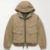 Smock Cotton-Blend Twill Hooded Jacket with Fleece-Trimmed Liner