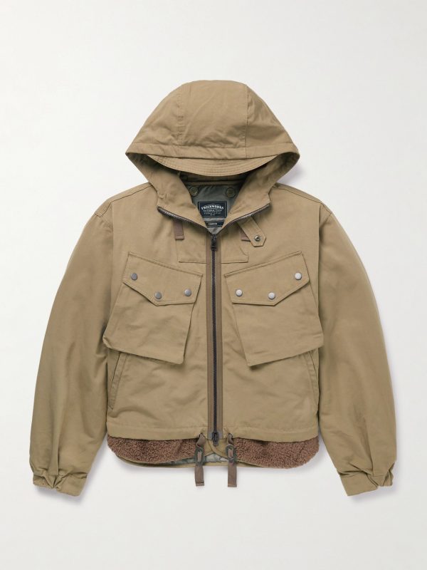 Smock Cotton-Blend Twill Hooded Jacket with Fleece-Trimmed Liner
