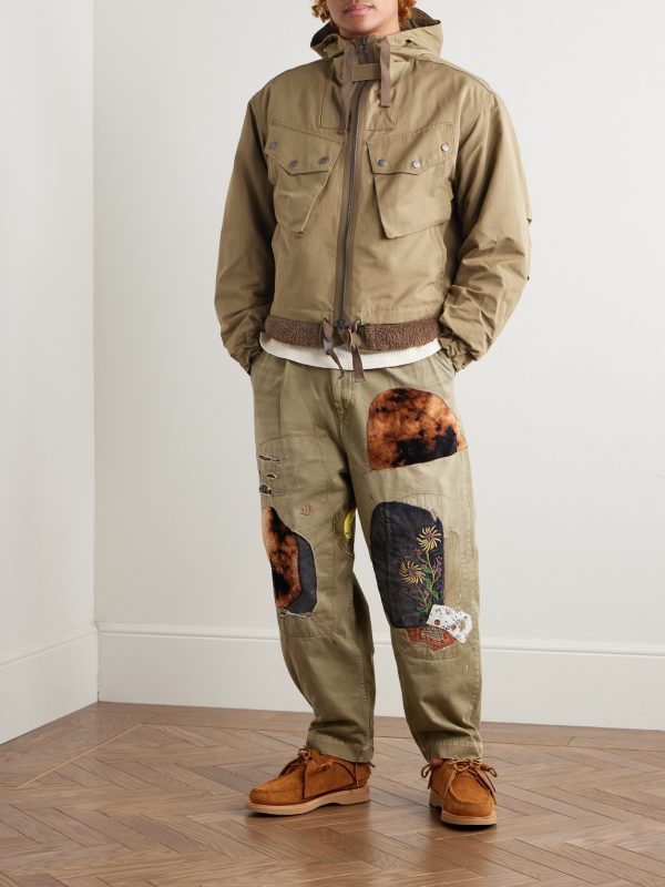 Smock Cotton-Blend Twill Hooded Jacket with Fleece-Trimmed Liner - OU
