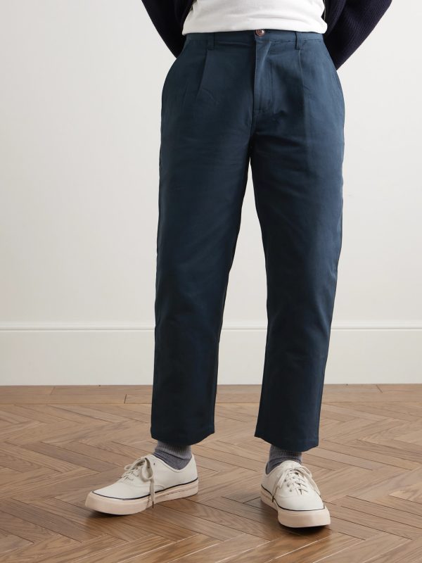 Haworth Tapered Cropped Pleated Cotton-Twill Trousers - FR