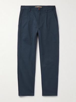 Haworth Tapered Cropped Pleated Cotton-Twill Trousers