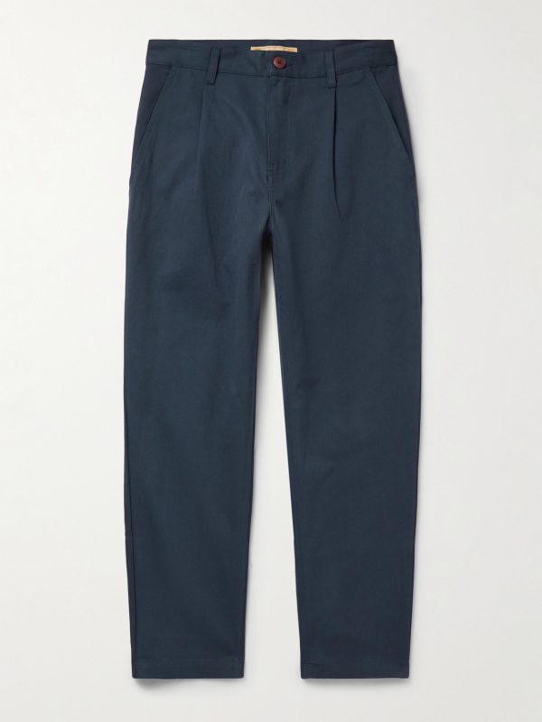 Haworth Tapered Cropped Pleated Cotton-Twill Trousers