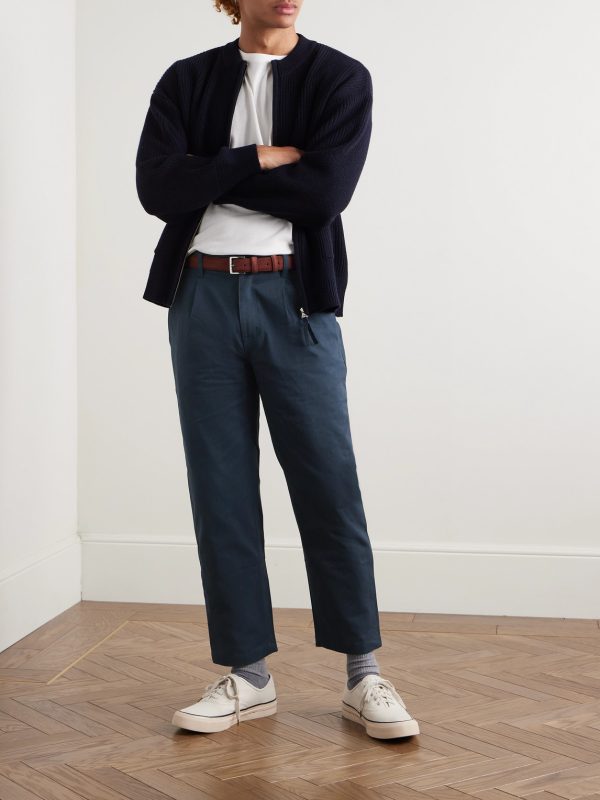 Haworth Tapered Cropped Pleated Cotton-Twill Trousers - OU