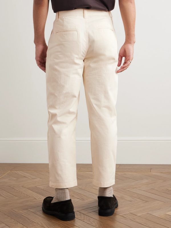 Haworth Tapered Cropped Pleated Cotton-Twill Trousers - BK Haworth Tapered Cropped Pleated Cotton-Twill Trousers - BK