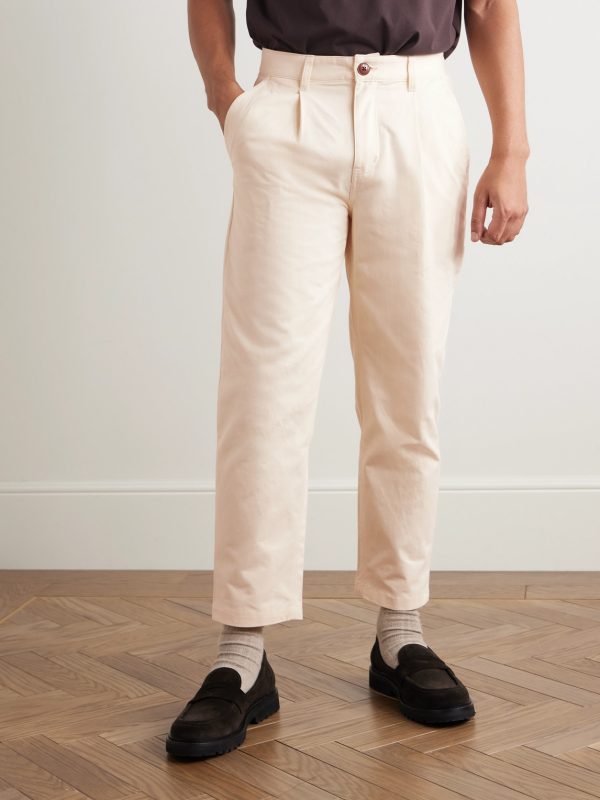 Haworth Tapered Cropped Pleated Cotton-Twill Trousers - FR Haworth Tapered Cropped Pleated Cotton-Twill Trousers - FR