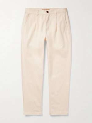 Haworth Tapered Cropped Pleated Cotton-Twill Trousers