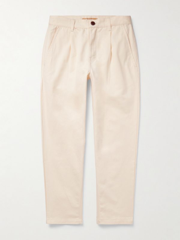 Haworth Tapered Cropped Pleated Cotton-Twill Trousers Haworth Tapered Cropped Pleated Cotton-Twill Trousers