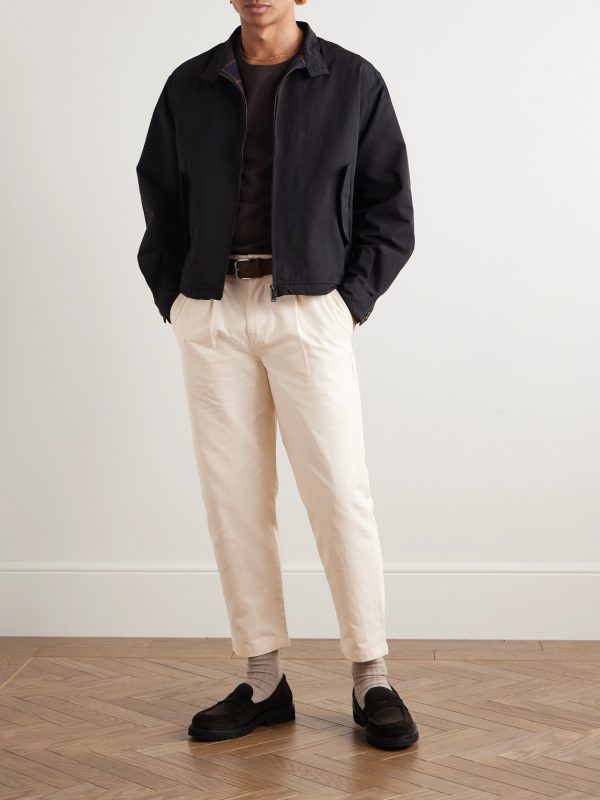 Haworth Tapered Cropped Pleated Cotton-Twill Trousers - OU Haworth Tapered Cropped Pleated Cotton-Twill Trousers - OU