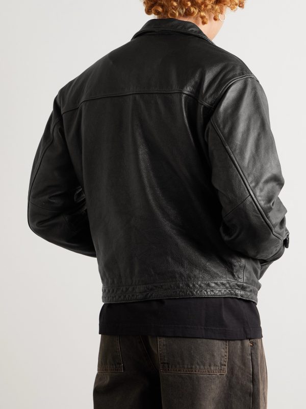 Distressed Leather Jacket - BK Distressed Leather Jacket - BK