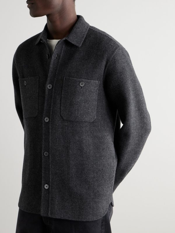 Herringbone Wool and Cashmere-Blend Flannel Overshirt - FR