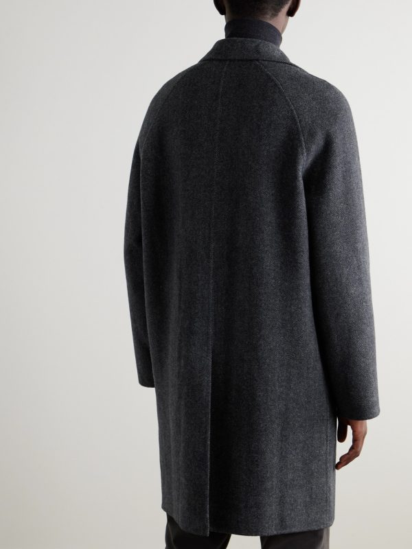 Herringbone Wool and Cashmere-Blend Flannel Coat - BK Herringbone Wool and Cashmere-Blend Flannel Coat - BK