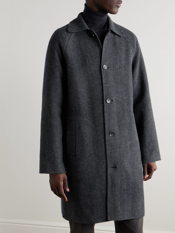 Herringbone Wool and Cashmere-Blend Flannel Coat - FR Herringbone Wool and Cashmere-Blend Flannel Coat - FR