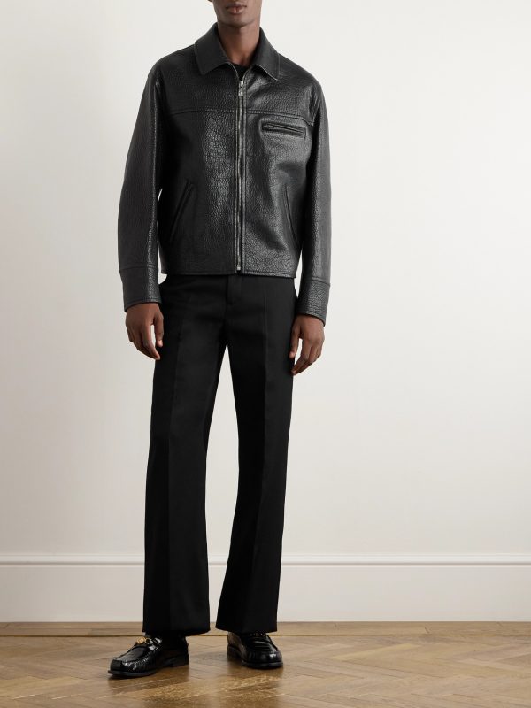 Slim-Fit Full-Grain Leather Blouson Jacket - OU Slim-Fit Full-Grain Leather Blouson Jacket - OU
