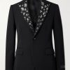 Crystal and Bead-Embellished Grain de Poudre Wool Suit Jacket