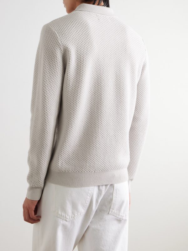 Honeycomb-Knit Wool Polo Shirt - BK Honeycomb-Knit Wool Polo Shirt - BK