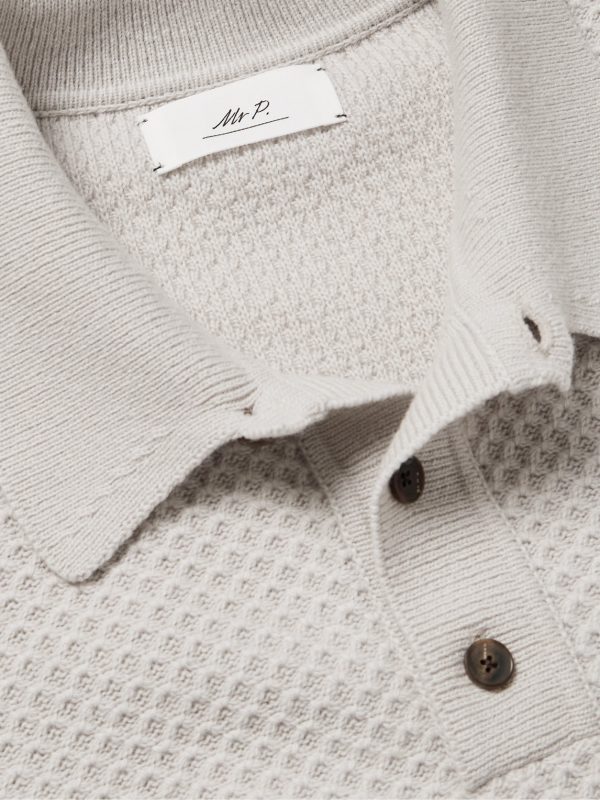 Honeycomb-Knit Wool Polo Shirt - CU Honeycomb-Knit Wool Polo Shirt - CU