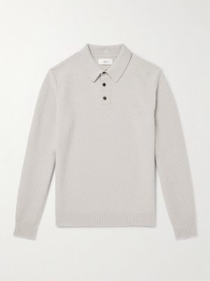 Honeycomb-Knit Wool Polo Shirt Honeycomb-Knit Wool Polo Shirt