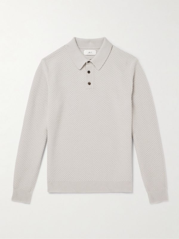 Honeycomb-Knit Wool Polo Shirt Honeycomb-Knit Wool Polo Shirt