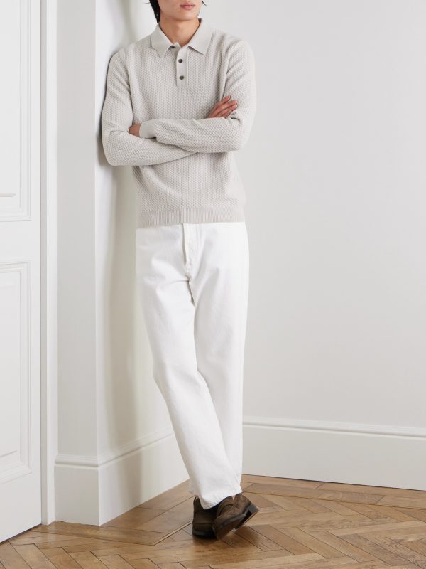 Honeycomb-Knit Wool Polo Shirt - OU Honeycomb-Knit Wool Polo Shirt - OU