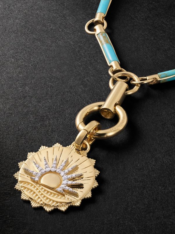 Element New Beginnings Internal Compass 18-Karat Gold, Diamond and Turquoise Pendant Necklace - CU Element New Beginnings Internal Compass 18-Karat Gold, Diamond and Turquoise Pendant Necklace - CU