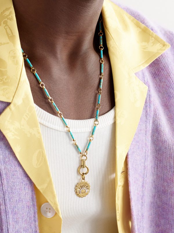 Element New Beginnings Internal Compass 18-Karat Gold, Diamond and Turquoise Pendant Necklace - FR Element New Beginnings Internal Compass 18-Karat Gold, Diamond and Turquoise Pendant Necklace - FR