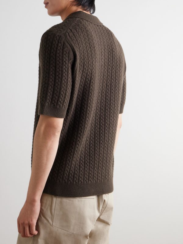 Cable-Knit Wool Polo Shirt - BK