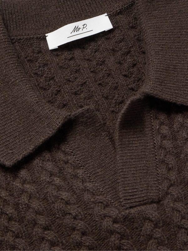 Cable-Knit Wool Polo Shirt - CU