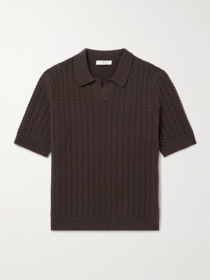 Cable-Knit Wool Polo Shirt
