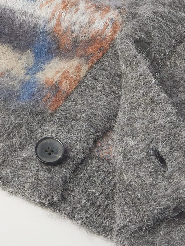 Brushed Jacquard-Knit Cardigan - E1 Brushed Jacquard-Knit Cardigan - E1