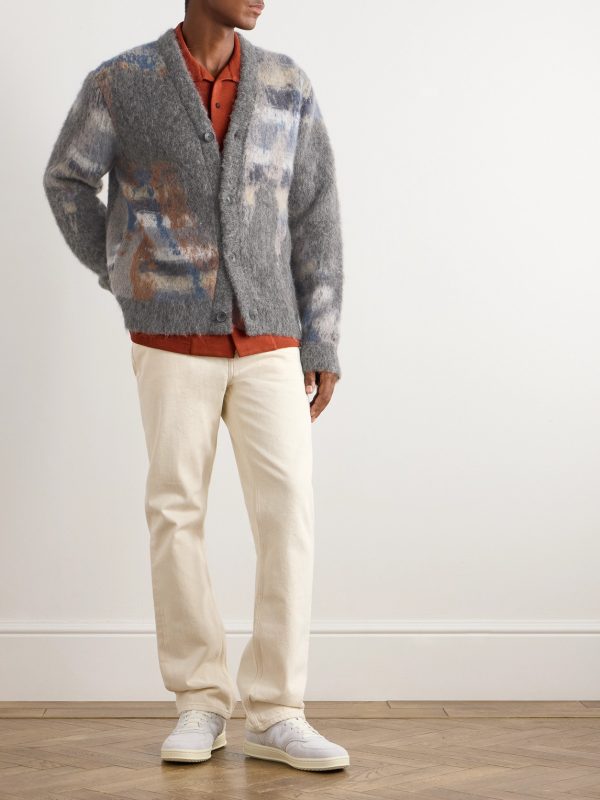 Brushed Jacquard-Knit Cardigan - OU Brushed Jacquard-Knit Cardigan - OU