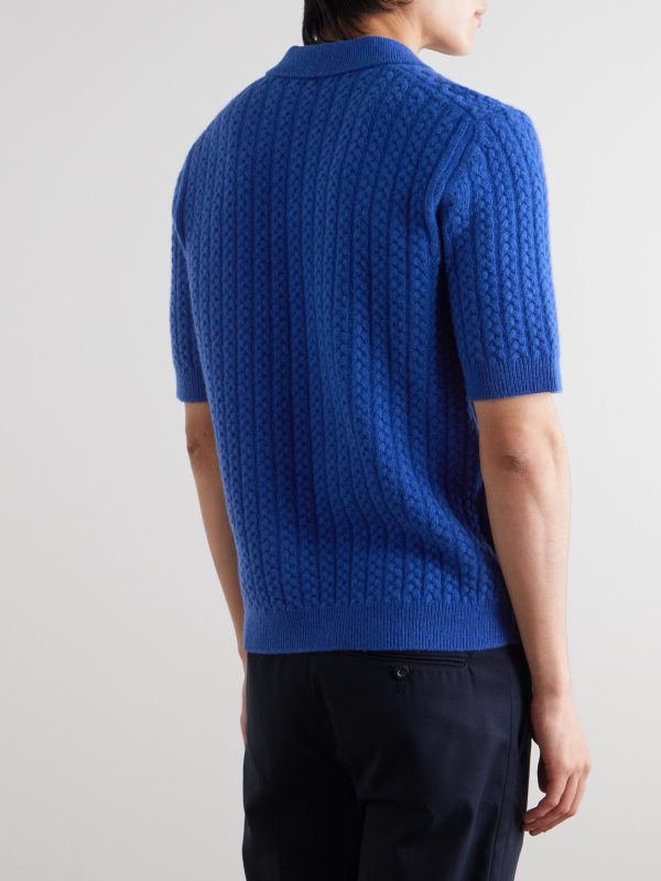 Cable-Knit Wool Polo Shirt - BK