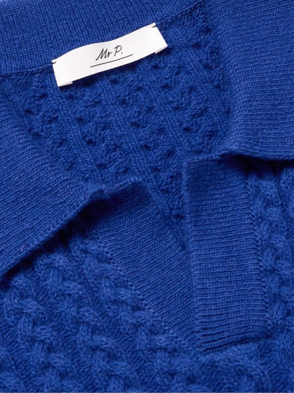 Cable-Knit Wool Polo Shirt - CU