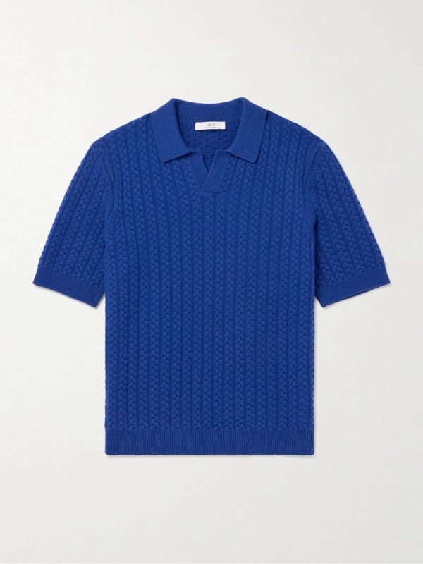 Cable-Knit Wool Polo Shirt