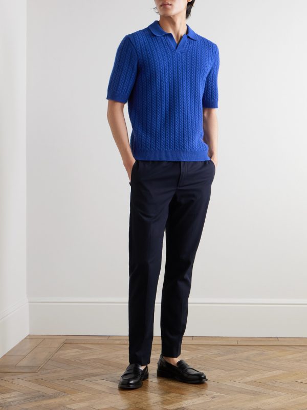Cable-Knit Wool Polo Shirt - OU
