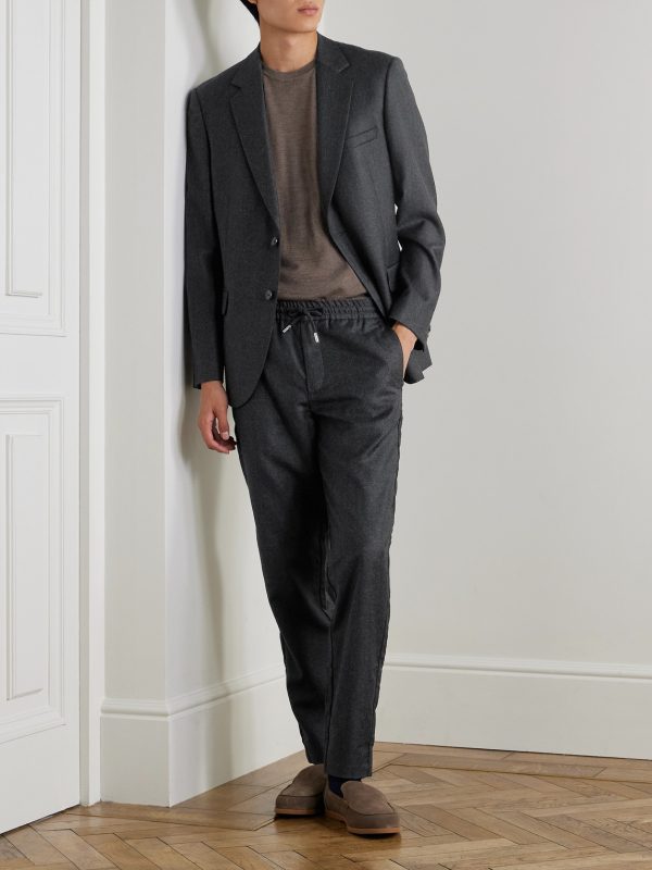 James Slim-Fit Wool-Flannel Drawstring Suit Trousers - OU James Slim-Fit Wool-Flannel Drawstring Suit Trousers - OU