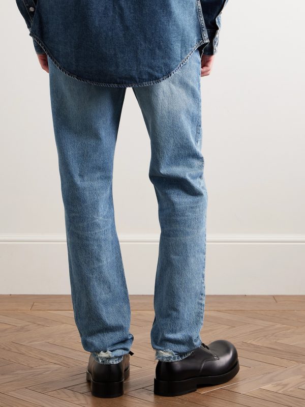 Straight-Leg Distressed Jeans - BK Straight-Leg Distressed Jeans - BK