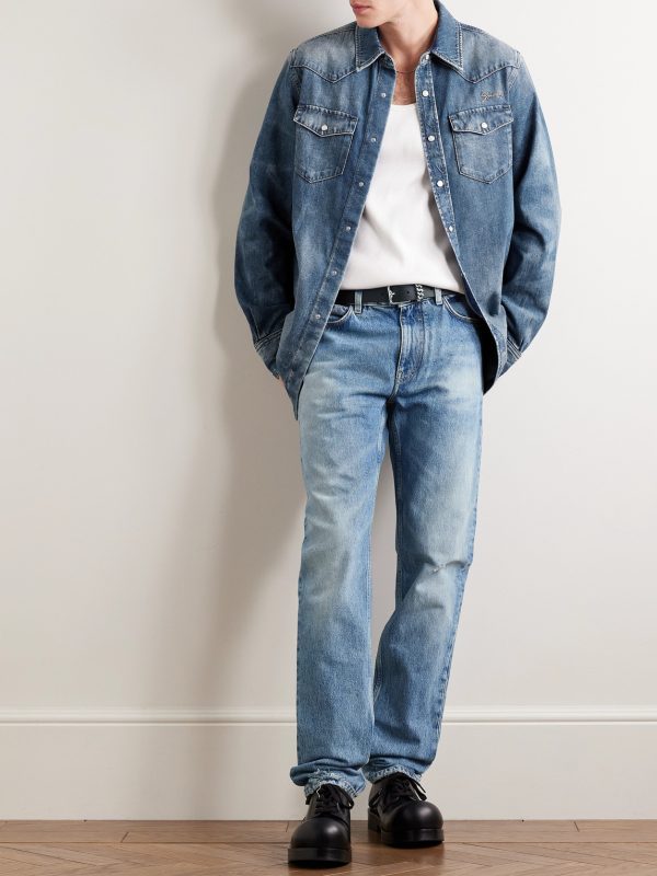 Straight-Leg Distressed Jeans - OU Straight-Leg Distressed Jeans - OU