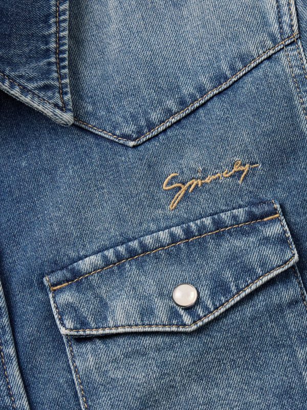 Logo-Embroidered Washed-Denim Western Shirt - CU Logo-Embroidered Washed-Denim Western Shirt - CU