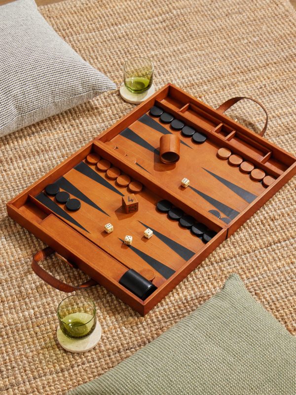 Wood and Leather Backgammon Set - OU Wood and Leather Backgammon Set - OU