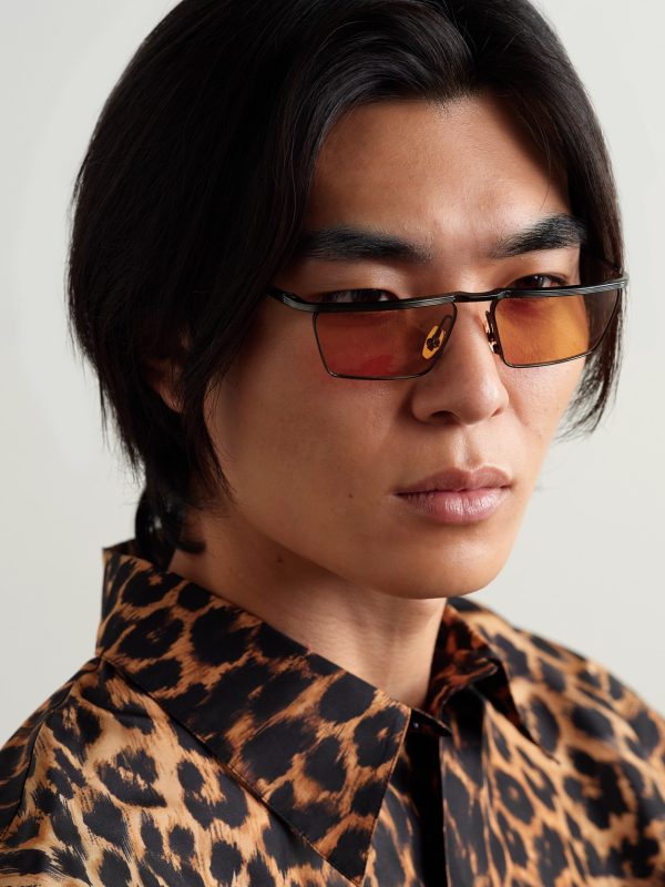 Bogart Rectangular-Frame Metal Sunglasses - OU