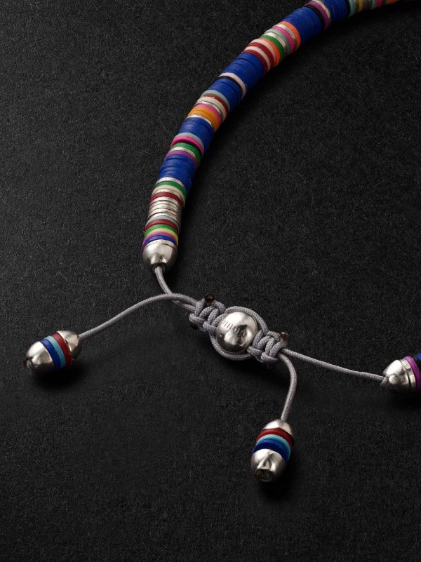 Malli Sterling Silver and Cord Beaded Bracelet - BK Malli Sterling Silver and Cord Beaded Bracelet - BK