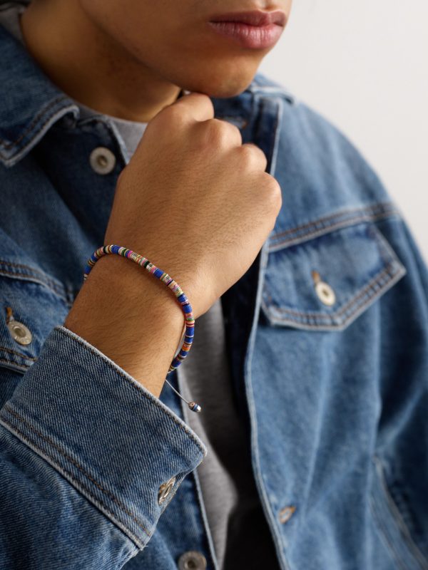 Malli Sterling Silver and Cord Beaded Bracelet - FR Malli Sterling Silver and Cord Beaded Bracelet - FR