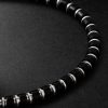 Sapet Sterling Silver, Onyx and Cord Bracelet - CU Sapet Sterling Silver, Onyx and Cord Bracelet - CU