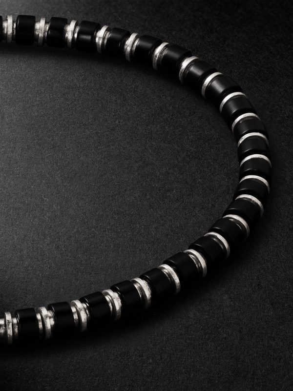 Sapet Sterling Silver, Onyx and Cord Bracelet - CU Sapet Sterling Silver, Onyx and Cord Bracelet - CU
