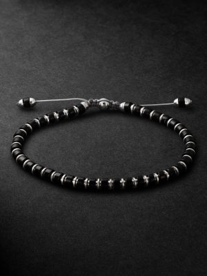 Sapet Sterling Silver, Onyx and Cord Bracelet