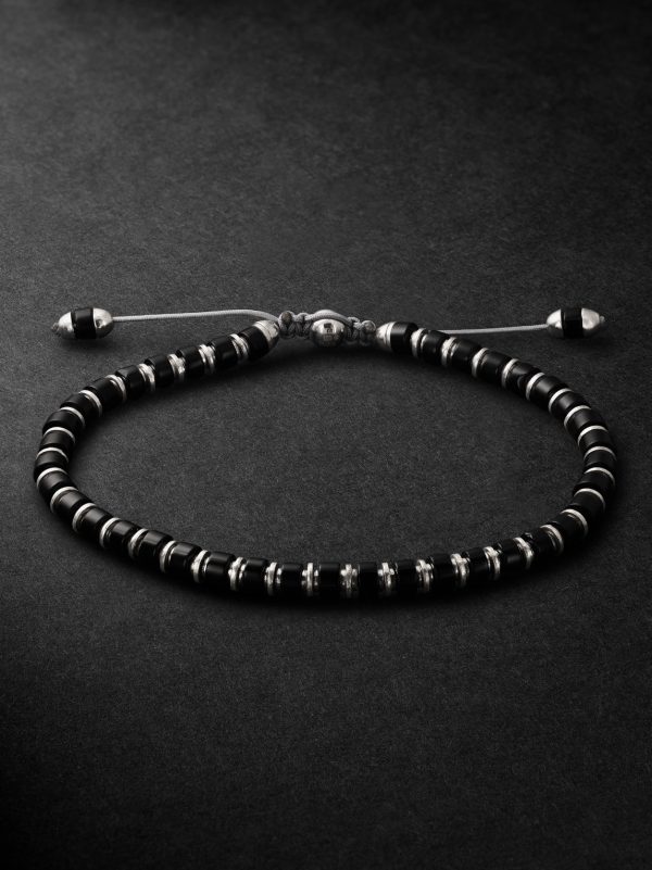Sapet Sterling Silver, Onyx and Cord Bracelet Sapet Sterling Silver, Onyx and Cord Bracelet