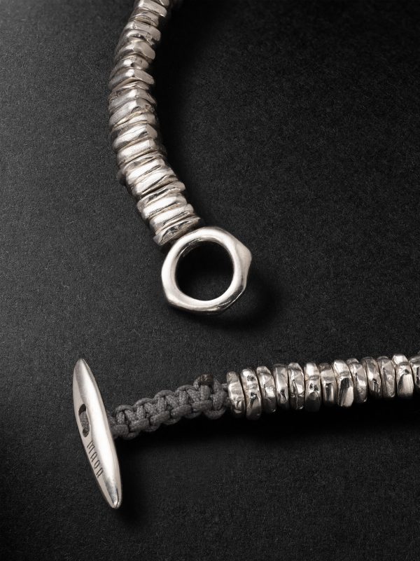 Meander Cord and Sterling Silver Beaded Bracelet - BK
