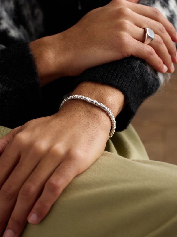 Meander Cord and Sterling Silver Beaded Bracelet - FR